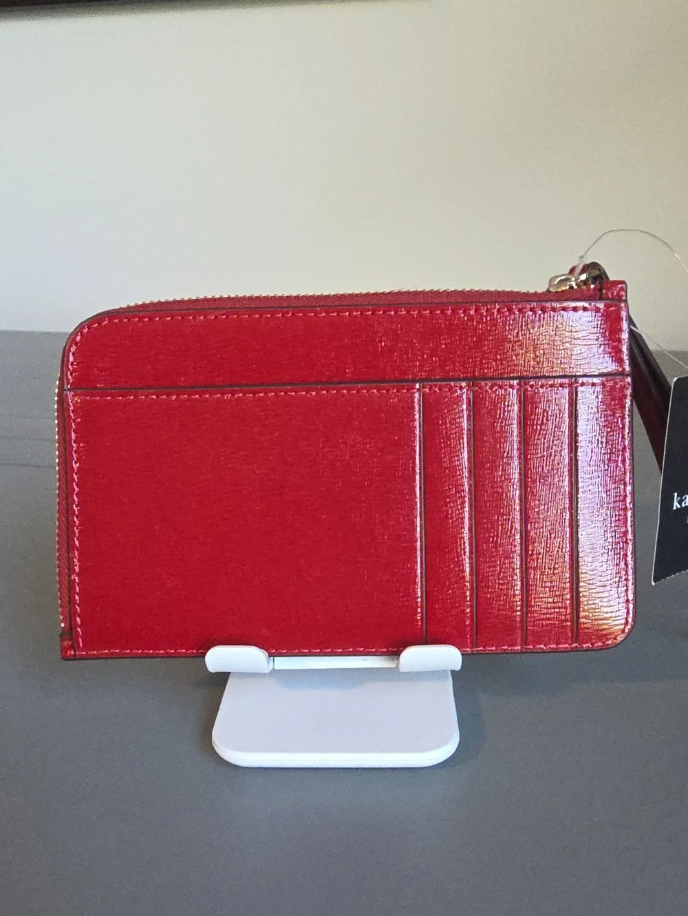 KATE SPADE NEW YORK NWT Lucy Textured Patent Leather L-Zip Wristlet